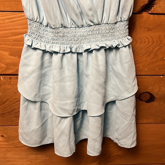 Amanda Uprichard New York Velma Dress‎ XS Ice Blue mini ruffled surplice front - Picture 6 of 8